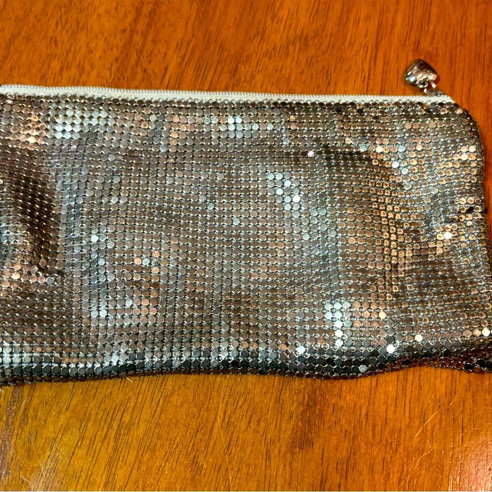 Scoop NYC Silver Mesh Chain Link Clutch Purse Makeup Bag